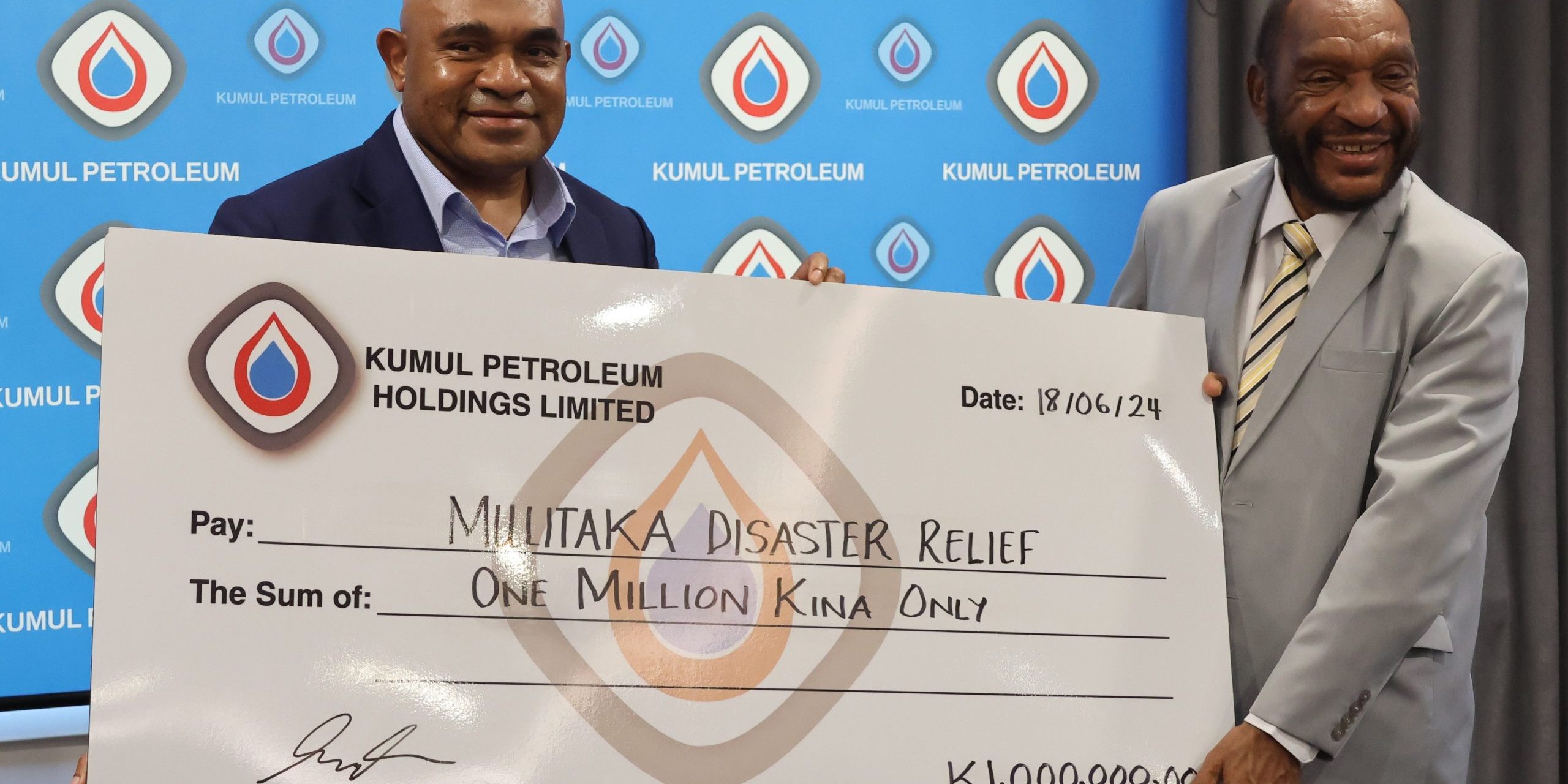 Kumul Petroleum presents K1 million towards Mulitaka Disaster Relief